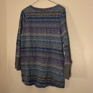 EUC j.jill Thermal Snowflake Tunic Top with buttons on sleeves & pockets, Large